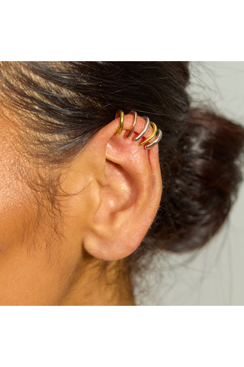Waterfall High Ear Multi Colour Cuff, Alternate, color, Sterling Silver