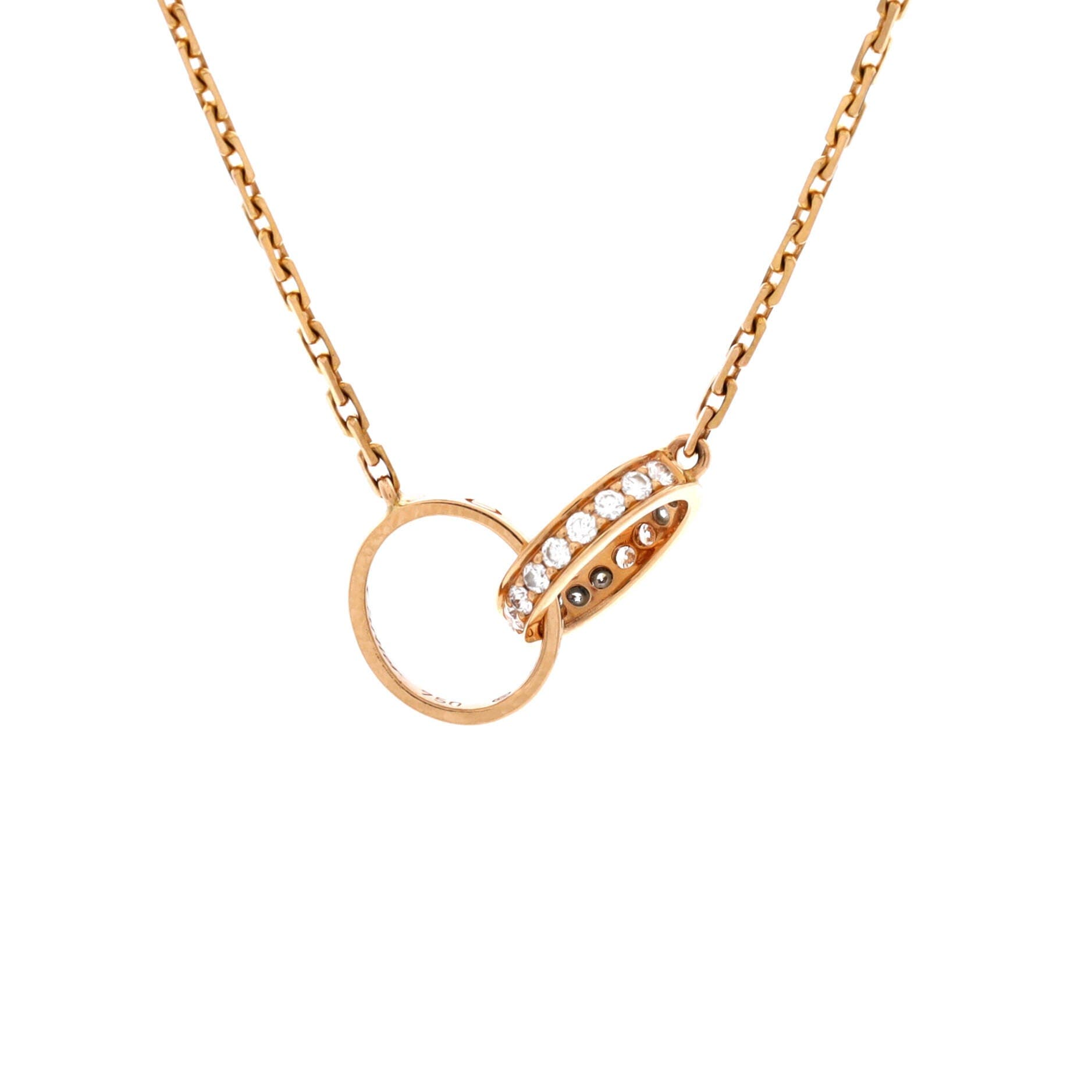 Love Interlocking Necklace 18K Rose Gold with Diamonds, Main, color, Metallic Gold