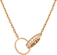 Pre-Owned Cartier Love Interlocking Necklace 18K Rose Gold with Diamonds