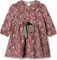 Clô Flower Print Lace Dress with Velvet Tie