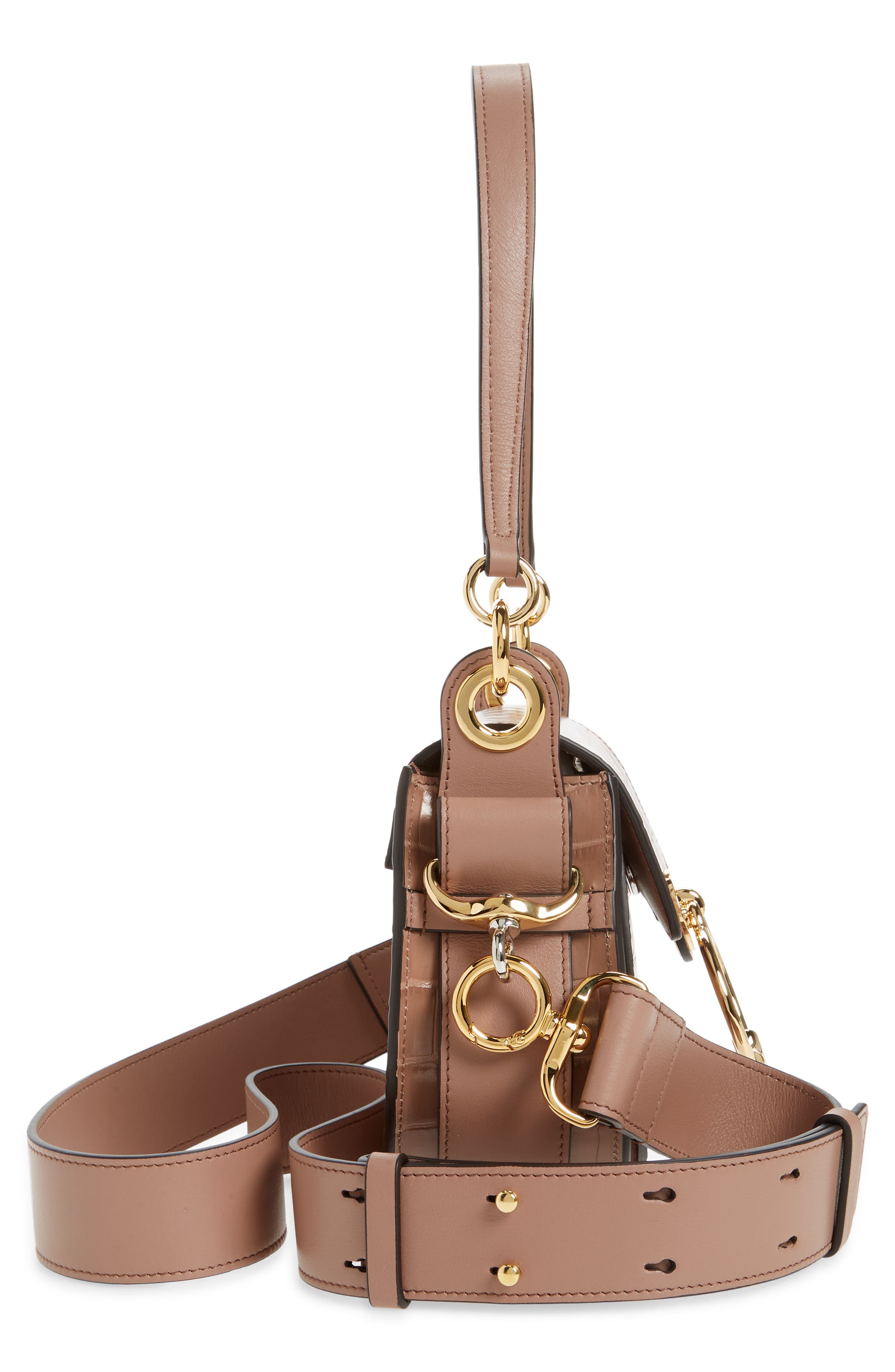 Chloé Small Tess Croc Embossed Calfskin Shoulder Bag, Alternate, color, 