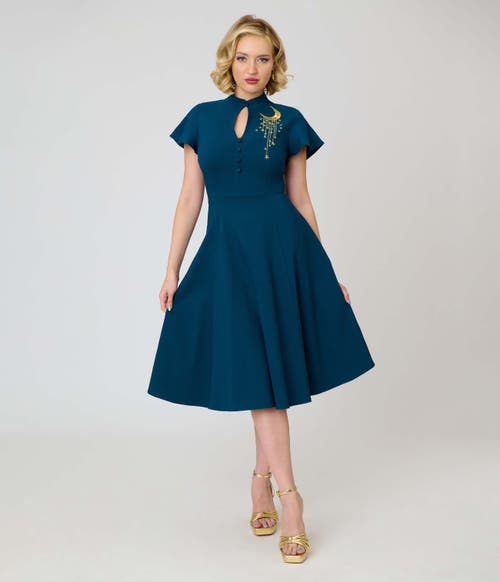 Unique Vintage 1940s Baltimore Swing Dress In Blue