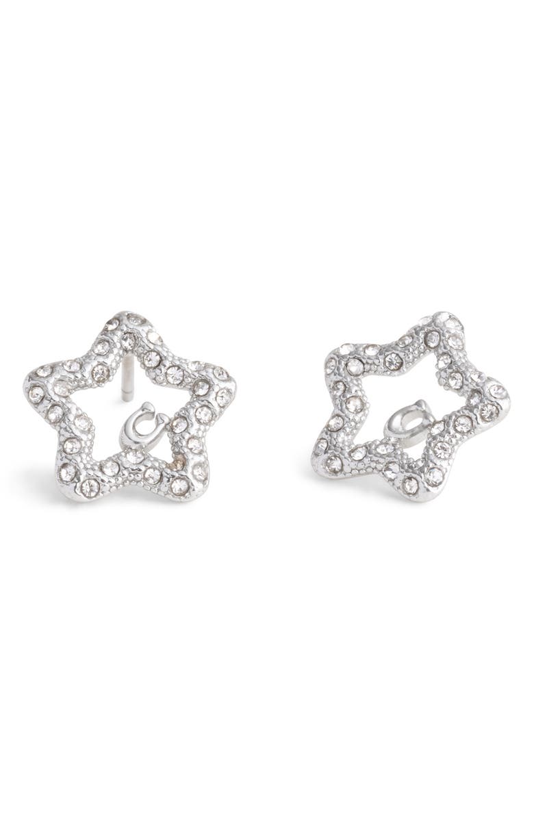 COACH Pavé Star Stud Earrings, Main, color, 