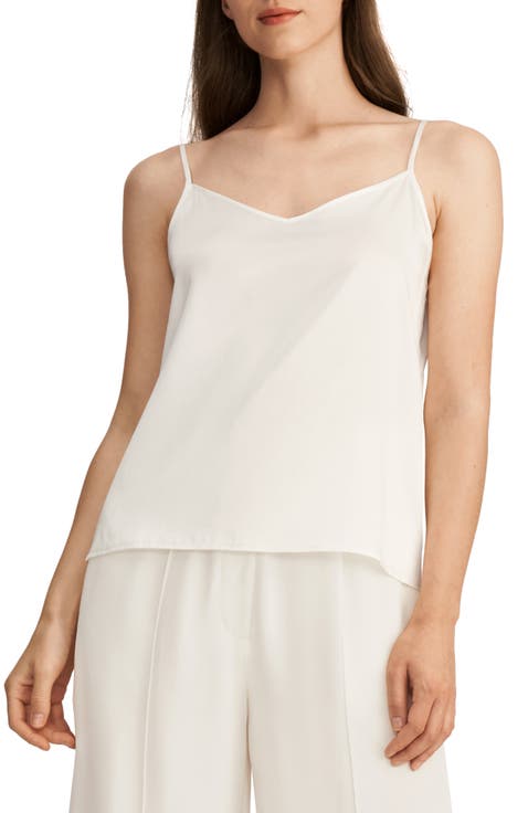 V Neckline Silk Camisole with Spaghetti Straps