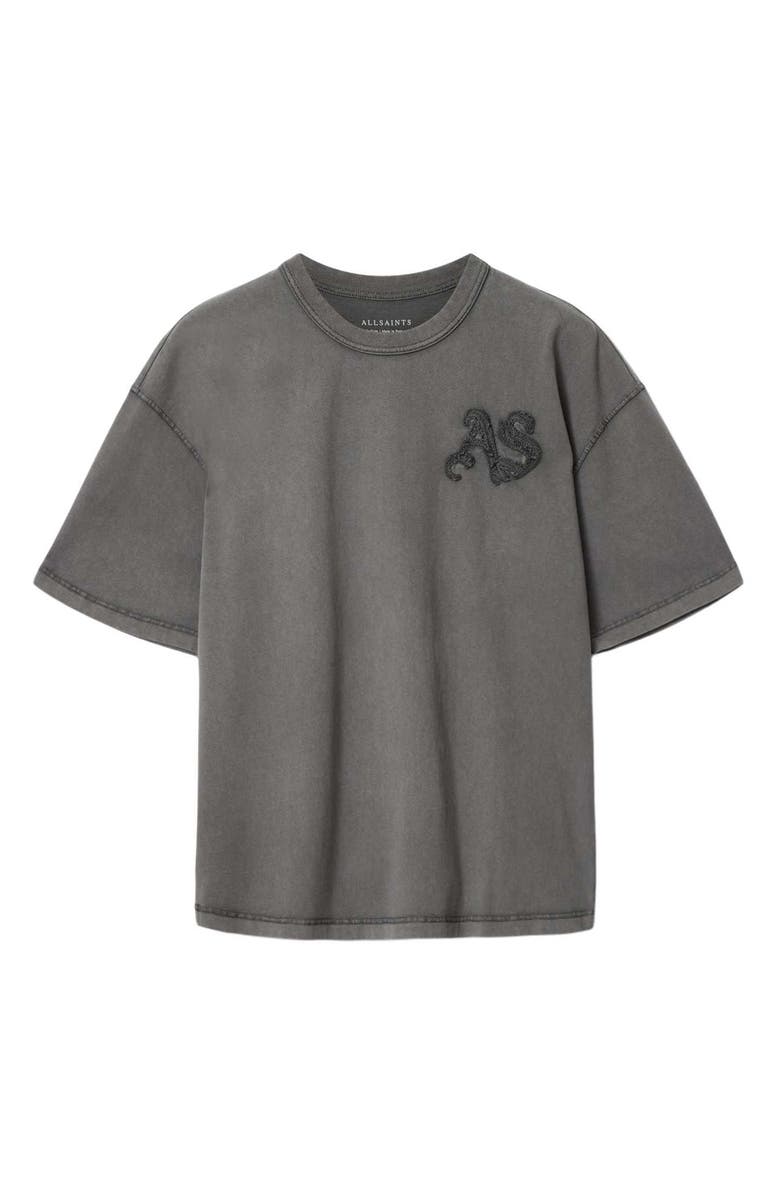 AllSaints Insignia Logo Appliqué Organic Cotton T-Shirt, Alternate, color, Washed Black
