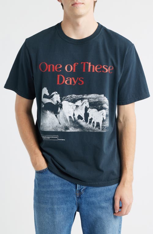 ONE OF THESE DAYS Glad You're Here With Me Graphic T-Shirt in Hard Washed Black  product