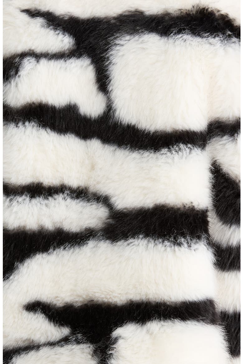 Abstract Print Faux Fur Jacket, Alternate, color, BLACK OFF/ WHITE