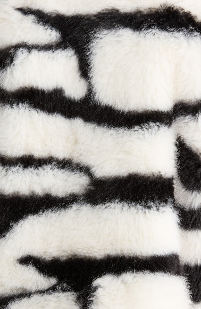 All in Favor Abstract Print Faux Fur Jacket, Alternate, color, Black Off/ White