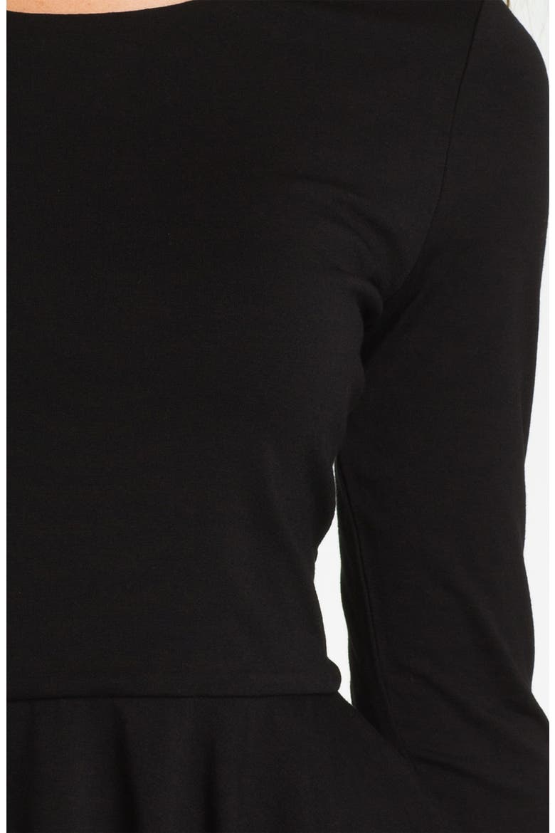 Three Quarter Sleeve Peplum Top, Alternate, color, RICH BLACK