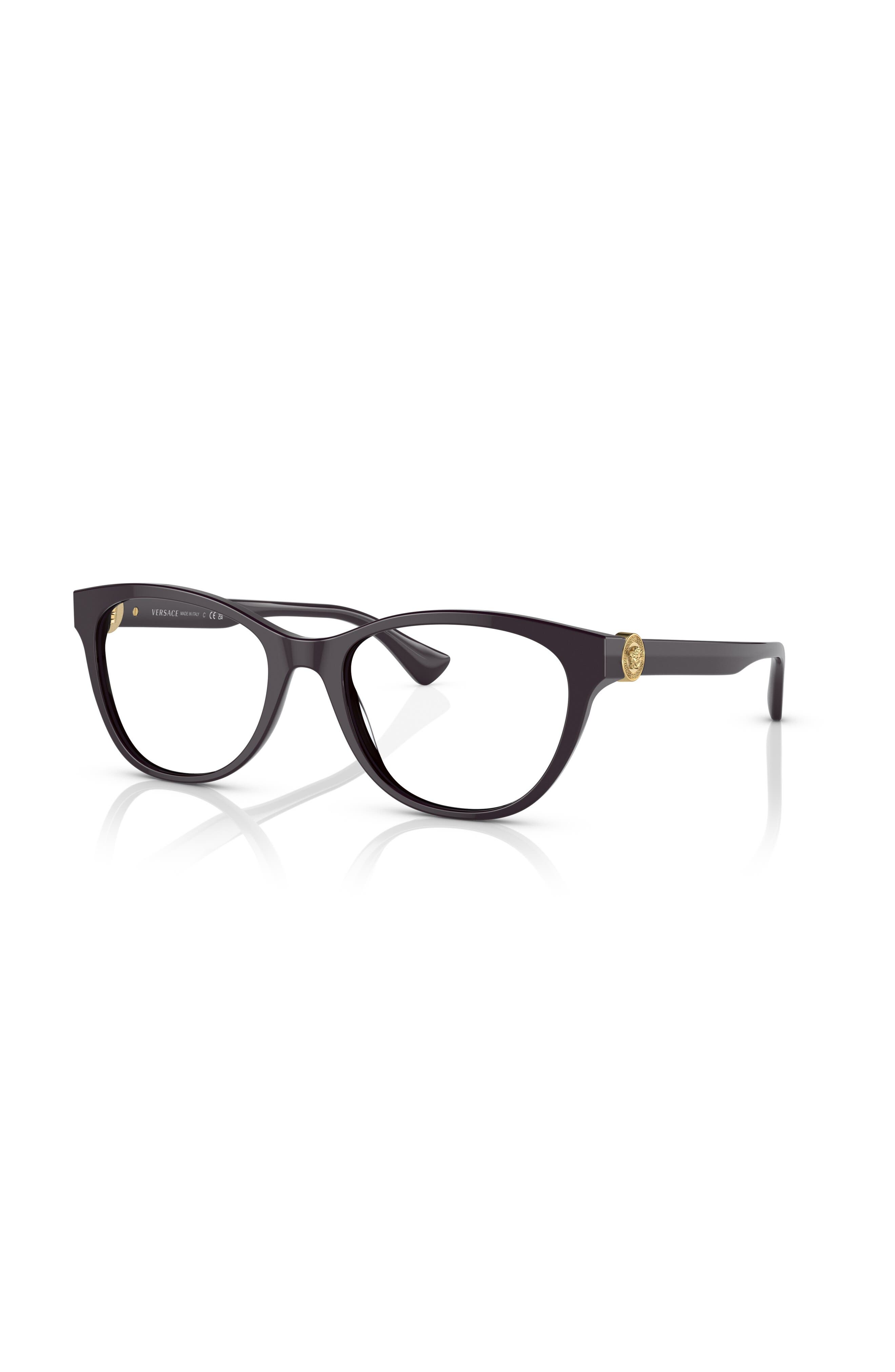 Versace Black Rectangular Cat-Eye Optical Glasses with Gold Accents Versace Rectangular Cat Eye Sunglasses, 54mm  main image 2