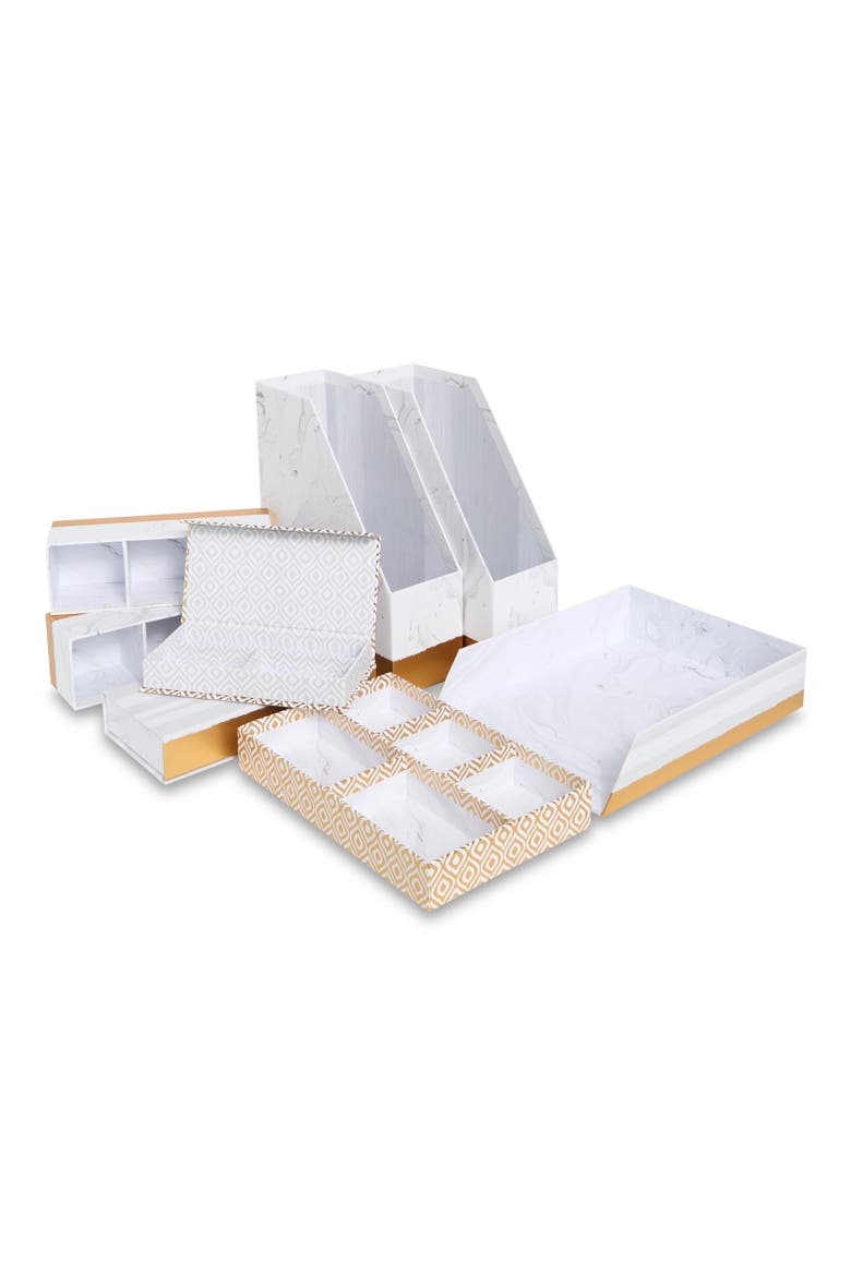 Marble 8-Piece Office Accessory Set, Main, color, GREY MARBLE