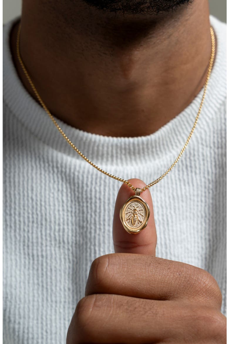 Men's Achievement Wasp Talisman Necklace, Alternate, color, Yellow Gold Vermeil