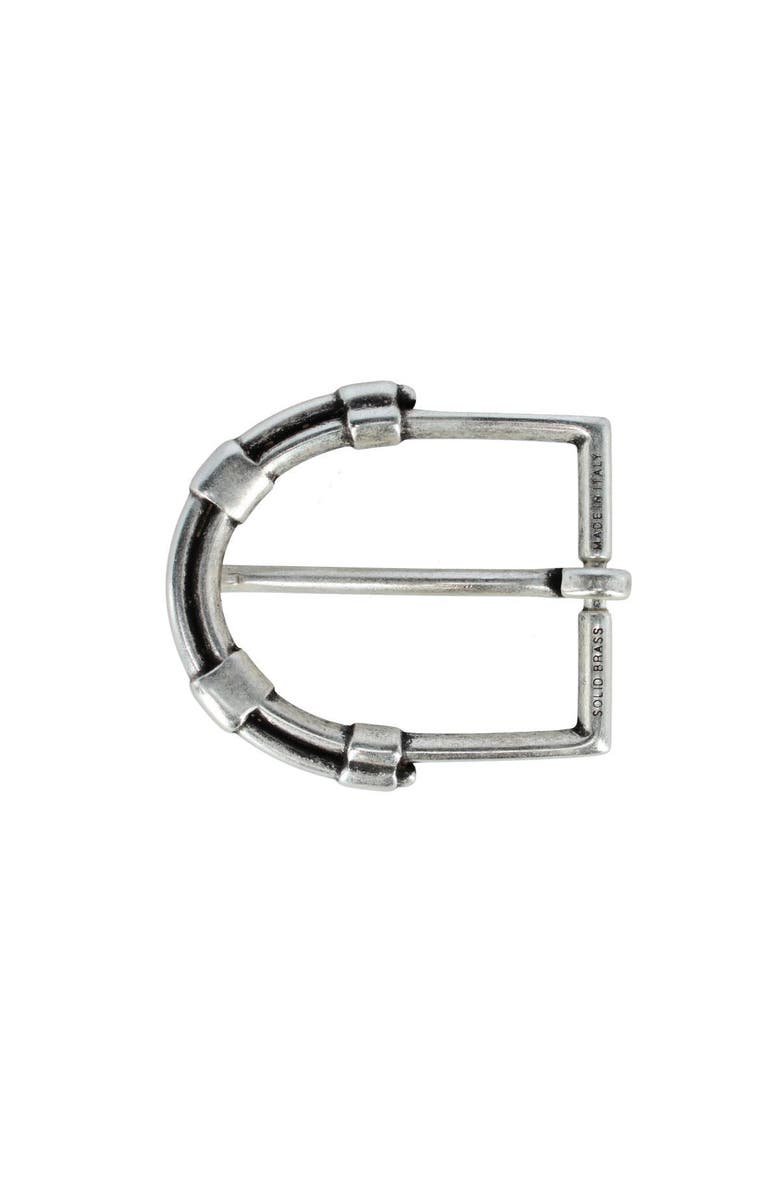 Trafalgar 35mm Solid Brass Italian Horseshoe Inspired Harness Belt Buckle, Alternate, color, English Silver