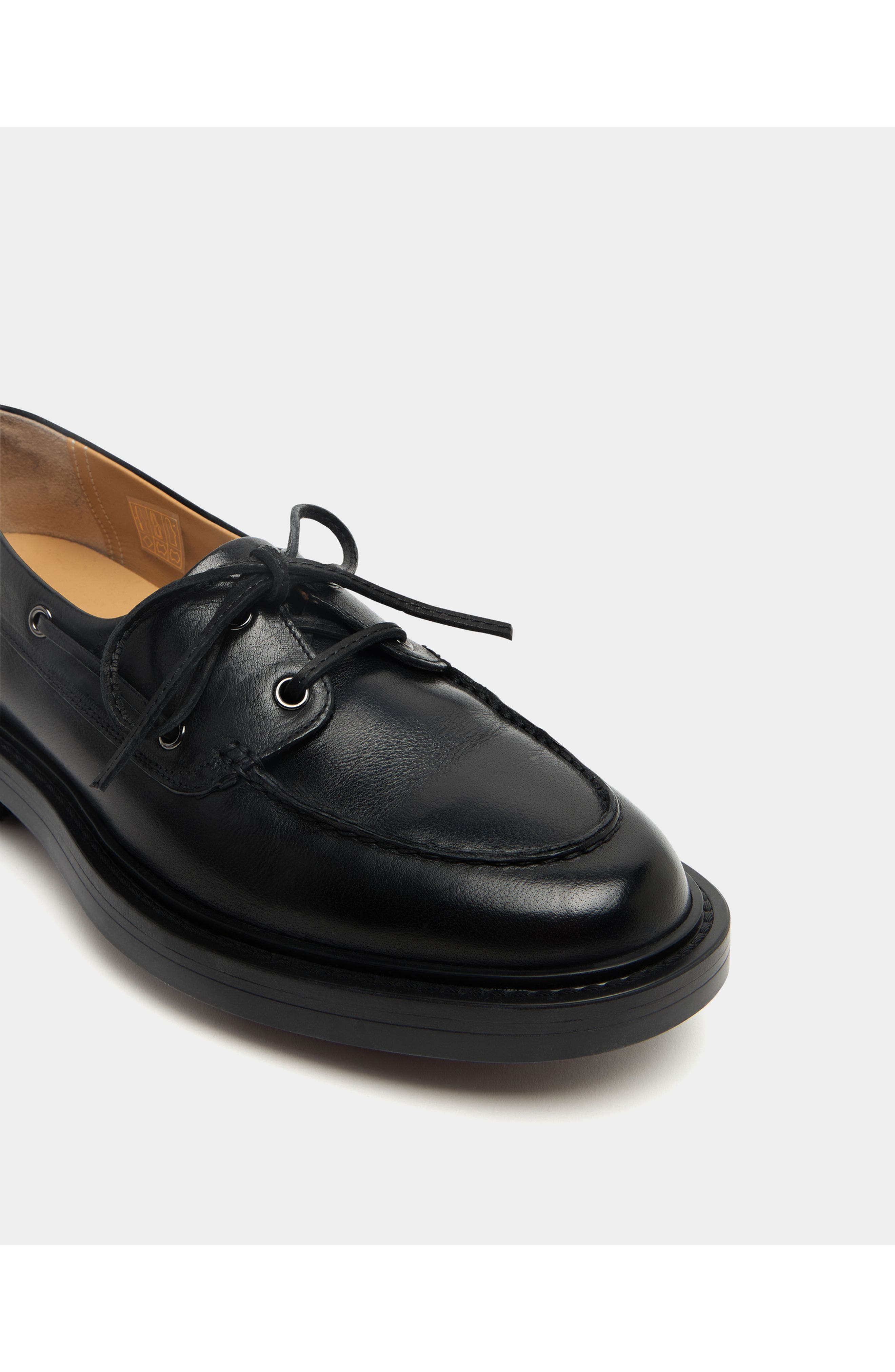 Bally B-Lug Bootie in Buffalo Leather Lined with Sheepskin, Alternate, color, Black