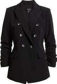 Tahari ASL Double Breasted Ruched Blazer