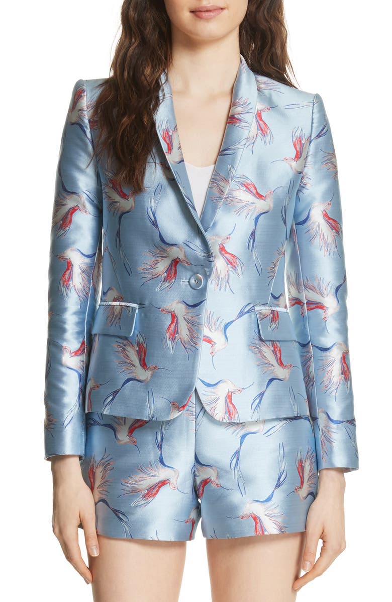 Alice + Olivia Macey Bird Print Jacket, Main, color, 