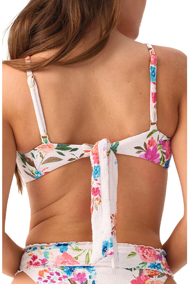 Smocked Lettuce Edge Bralette Bikini Top, Alternate, color, FLORENCIA