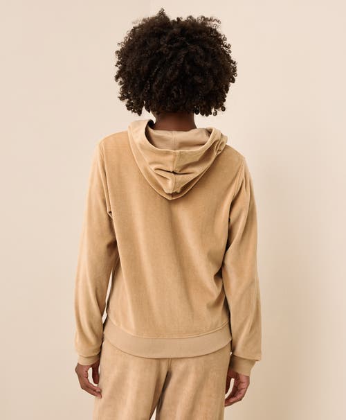 Pact Organic Cotton Pure Velour Zip Hoodie In Nude