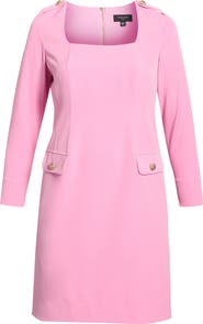 Tahari ASL Long Sleeve Crepe Sheath Dress