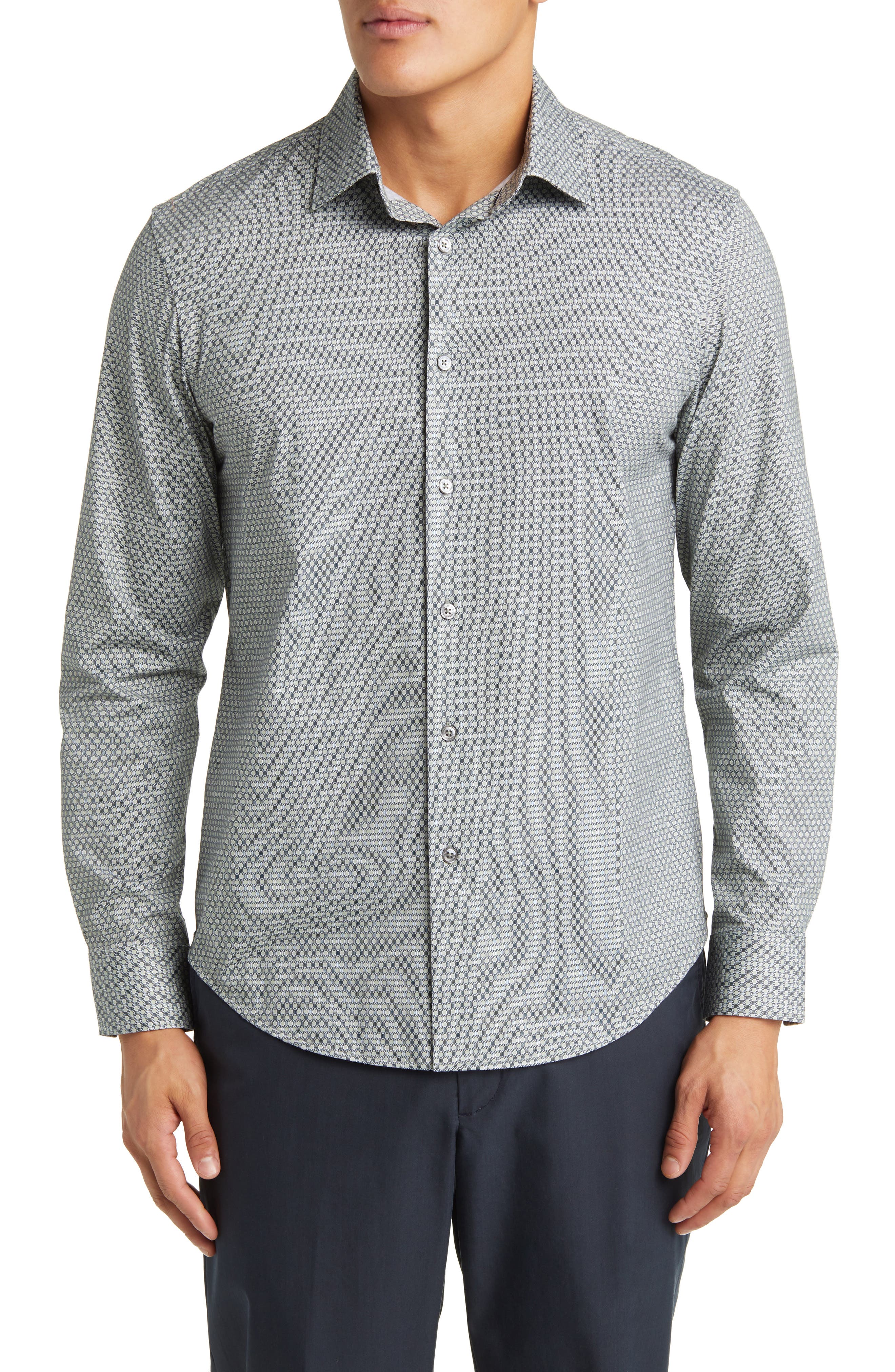 James OoohCotton Honeycomb Print Button-Up Shirt