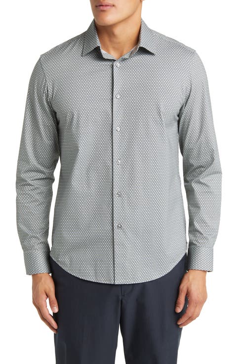 James OoohCotton® Honeycomb Print Button-Up Shirt