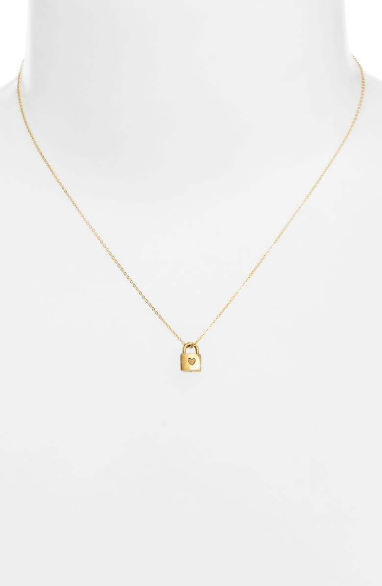 The Giving Keys Petite Heart 16-inch Lock Pendant Necklace, Alternate, color, 