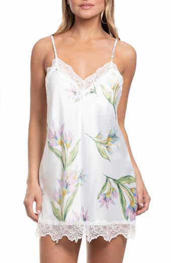 Elyse Lace Trim Print Satin Chemise