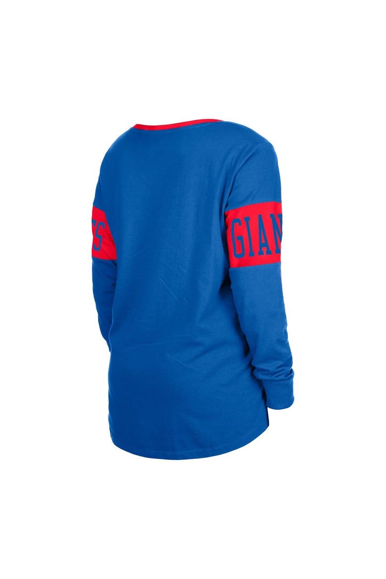 Women's New Era Royal New York Giants Lace-Up Notch Neck Long Sleeve T-Shirt, Alternate, color, Royal