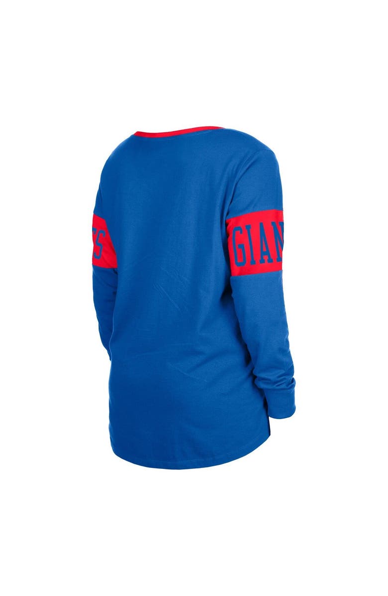 New Era Women's New Era Royal New York Giants Lace-Up Notch Neck Long Sleeve T-Shirt, Alternate, color, Royal