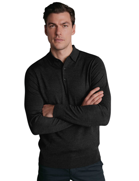 Merino Polo Long Sleeve Sweater