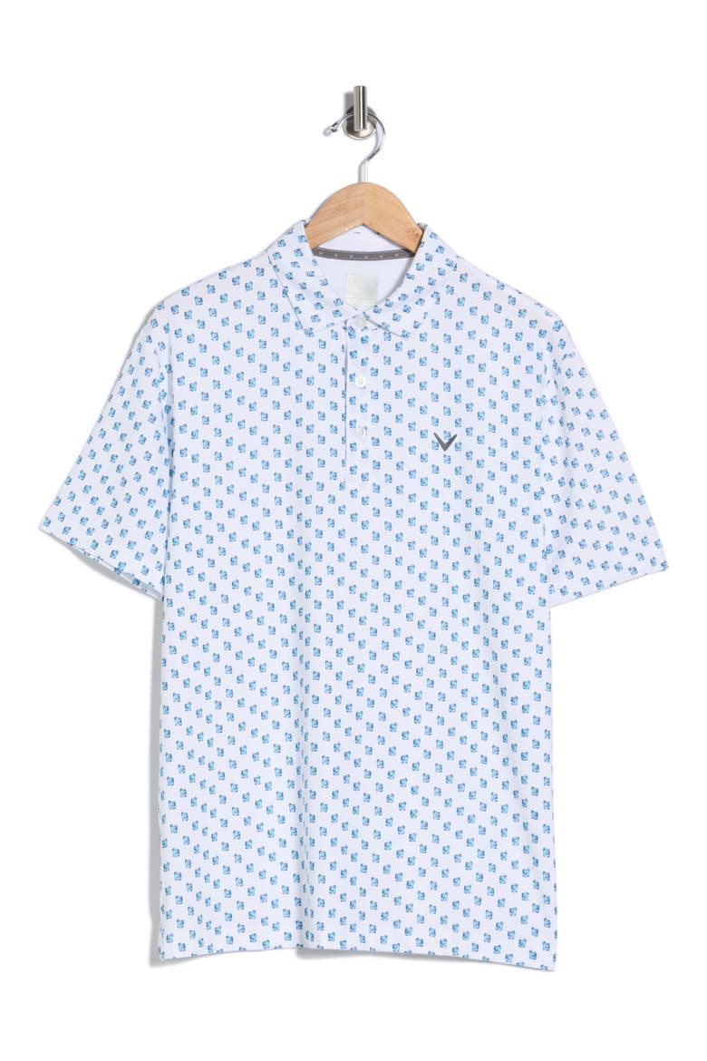 Tropical Cocktail Print Knit Golf Polo, Alternate, color, BRIGHT WHITE