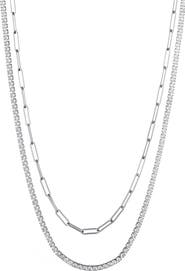 Adornia Set of 2 Paper Clip & Tennis Necklaces