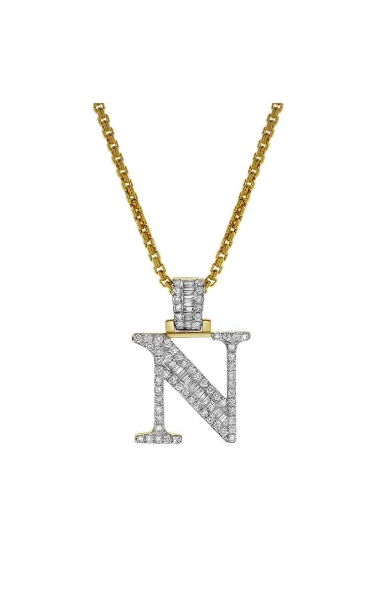 LuvMyJewelry N Initial Diamond Pendant 10K Yellow Gold - 0.8 Carats, Alternate, color, 10K Yellow Gold