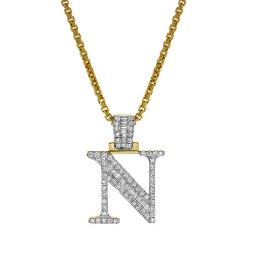 Luvmyjewelry N Initial Diamond Pendant 10k Yellow Gold In 10k Yellow Gold