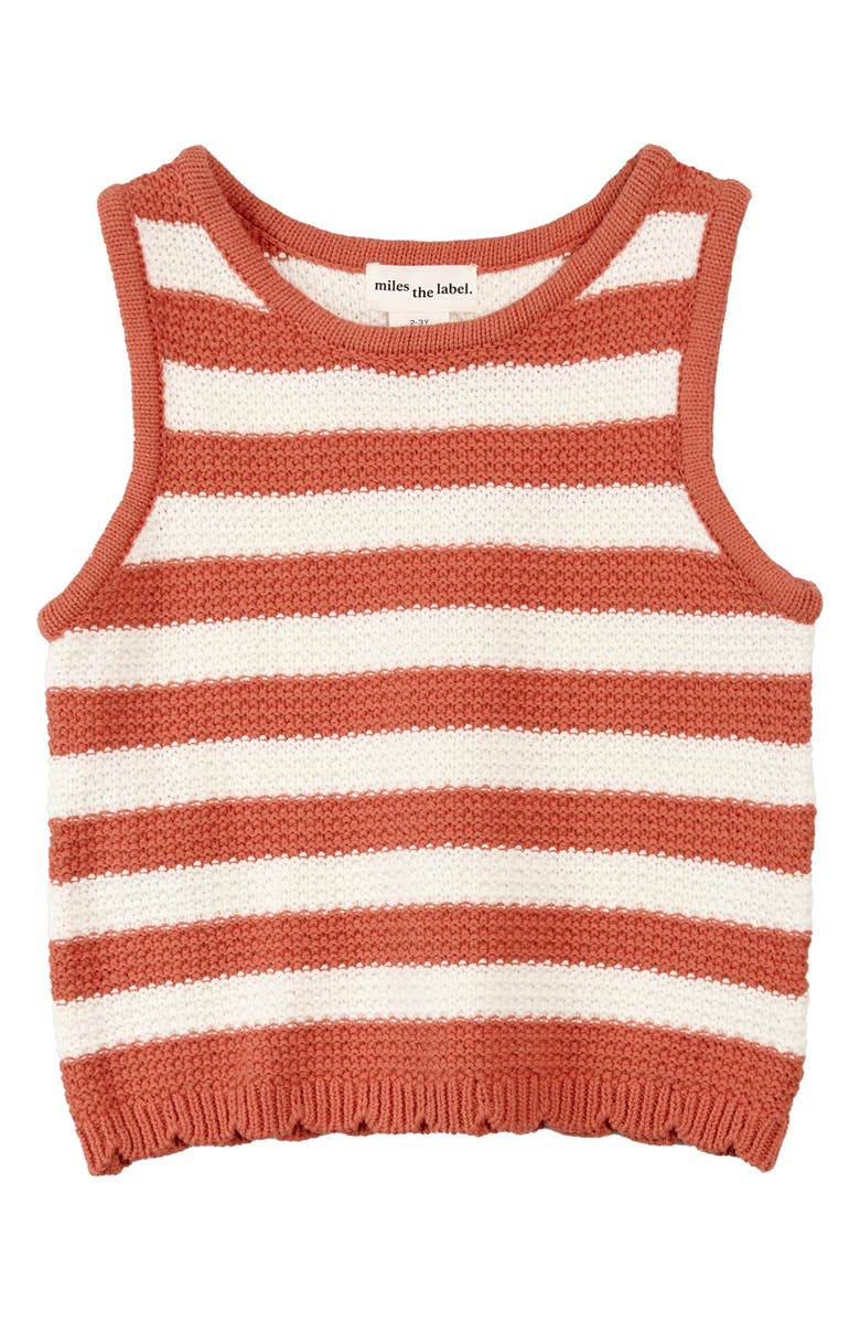 MILES THE LABEL Kids' Striped Sweater Tank & Shorts Set, Main, color, Coral
