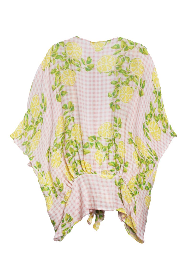 Gingham Citrus Tie Front Duster, Alternate, color, PINK