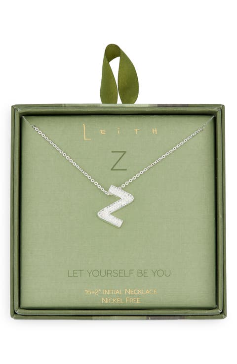 Pavé Cubic Zirconia Initial Pendant Necklace