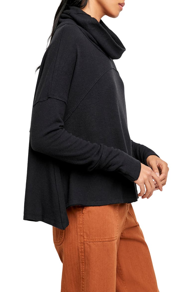 Cozy Time Funnel Neck Top, Alternate, color, BLACK
