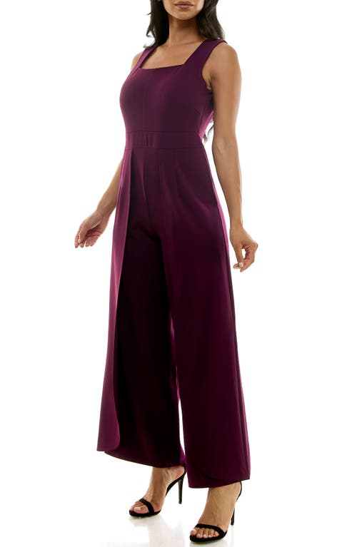 Nina Leonard Square Neck Sleeveless Tulip Hem Jumpsuit In Raisin