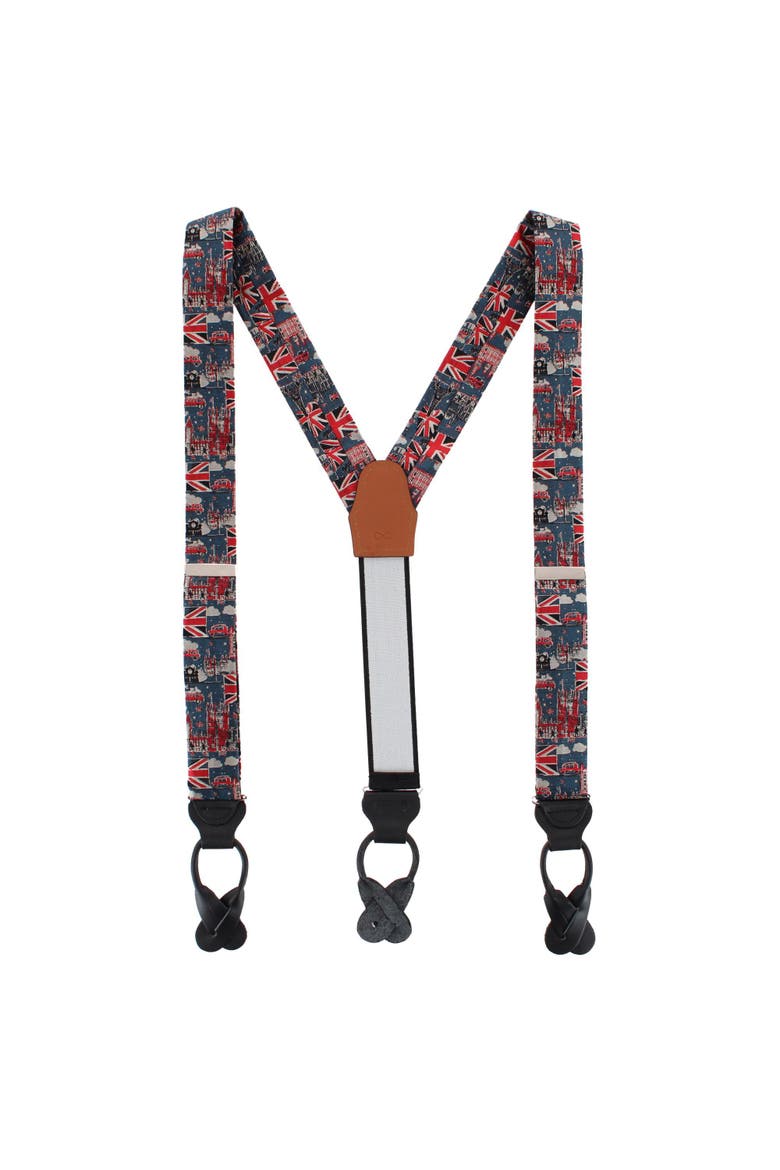 Kensinton Classic Silk Novelty Button End Suspenders, Alternate, color, Navy Blue