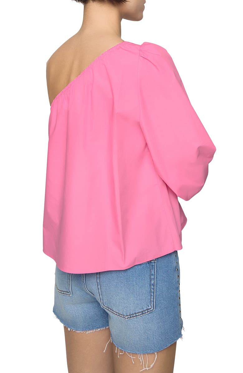 Rebecca Minkoff Sadie One-Shoulder Cotton Top, Alternate, color, Ultra Pink
