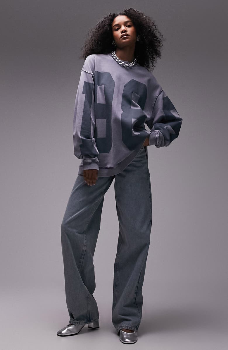 Topshop 98 Oversize Sweatshirt, Alternate, color, 