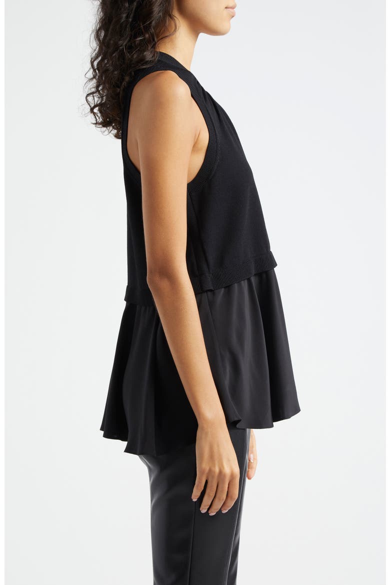 Tess Mixed Media Layered Top, Alternate, color, BLACK