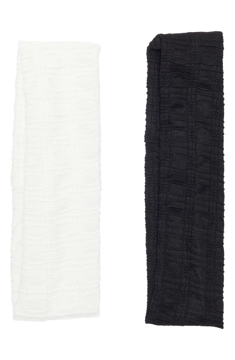 BP. Set of 2 Textured Soft Headbands, Main, color, Ivory- Black