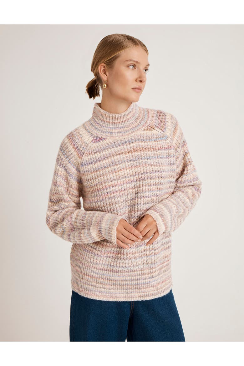 Helen Funnel Neck Knitted Sweater, Main, color, Pink Stripe