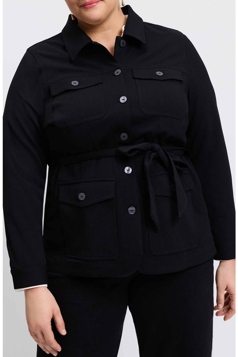 Stella Crepe Knit Utility Jacket, Main, color, BLACK