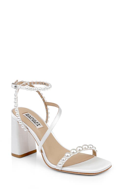 Badgley Mischka Collection Jordyn Ankle Strap Sandal in White Satin 