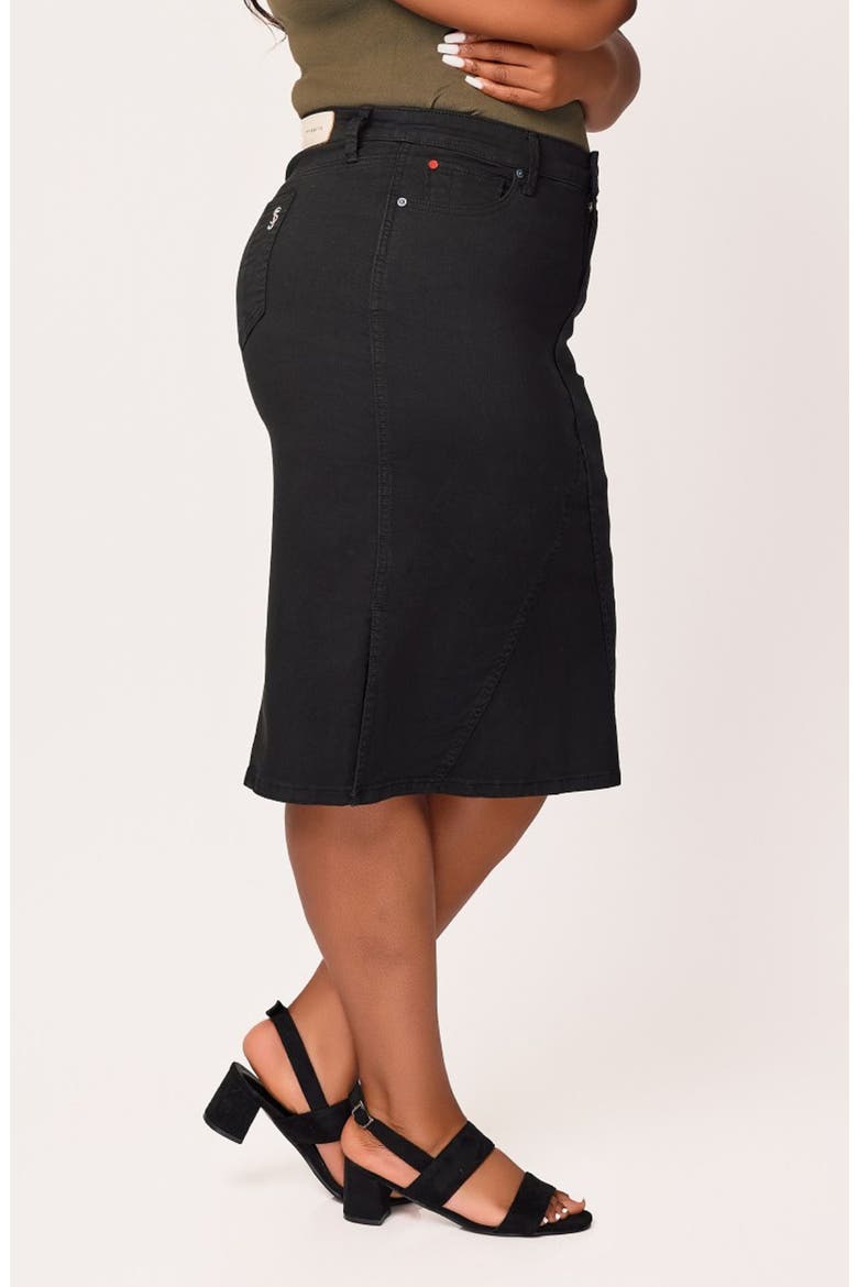 Denim Midi Skirt, Alternate, color, BLACK