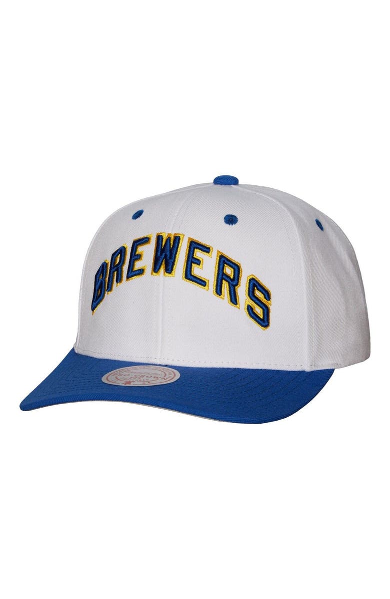 Mitchell & Ness Men's Mitchell & Ness White Milwaukee Brewers Cooperstown Collection Pro Crown Snapback Hat, Main, color, White
