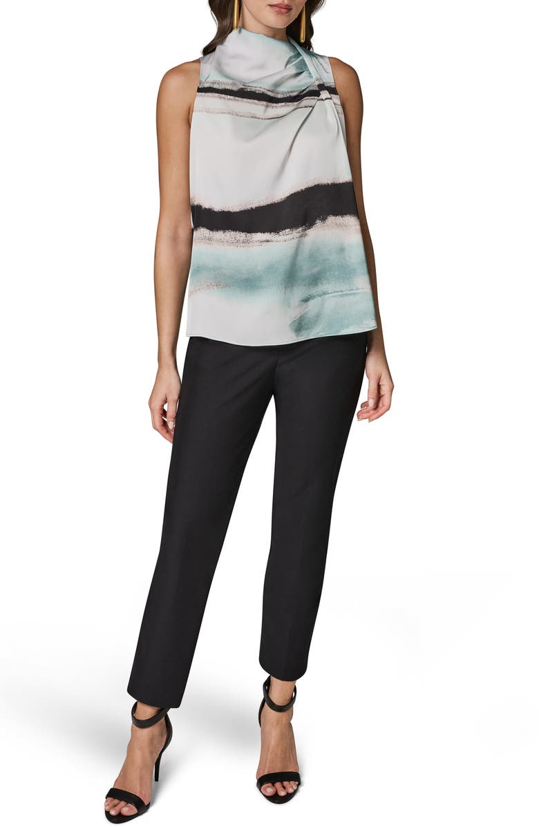 Donna Karan New York Abstract Print Drape Shoulder Tank, Alternate, color, 